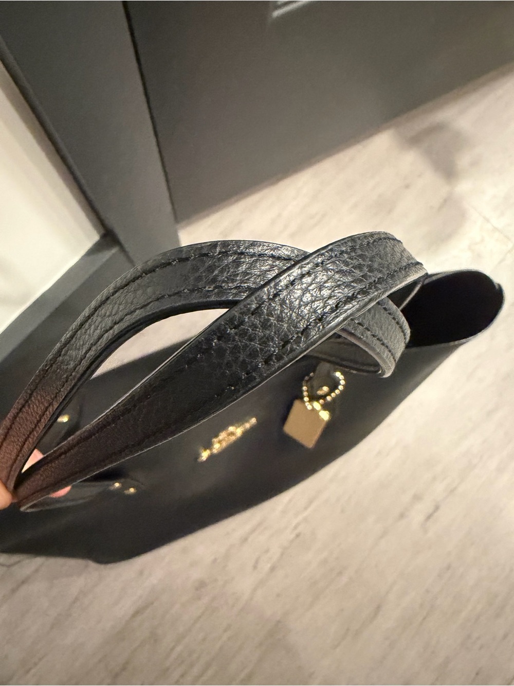 Coach Black Pebbled Leather Tote with Gold Logo - Picture 8 of 12